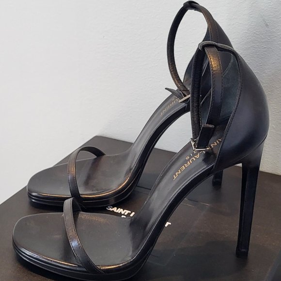 Yves Saint Laurent "Jane 105" black leather sandals - Picture 5 of 8